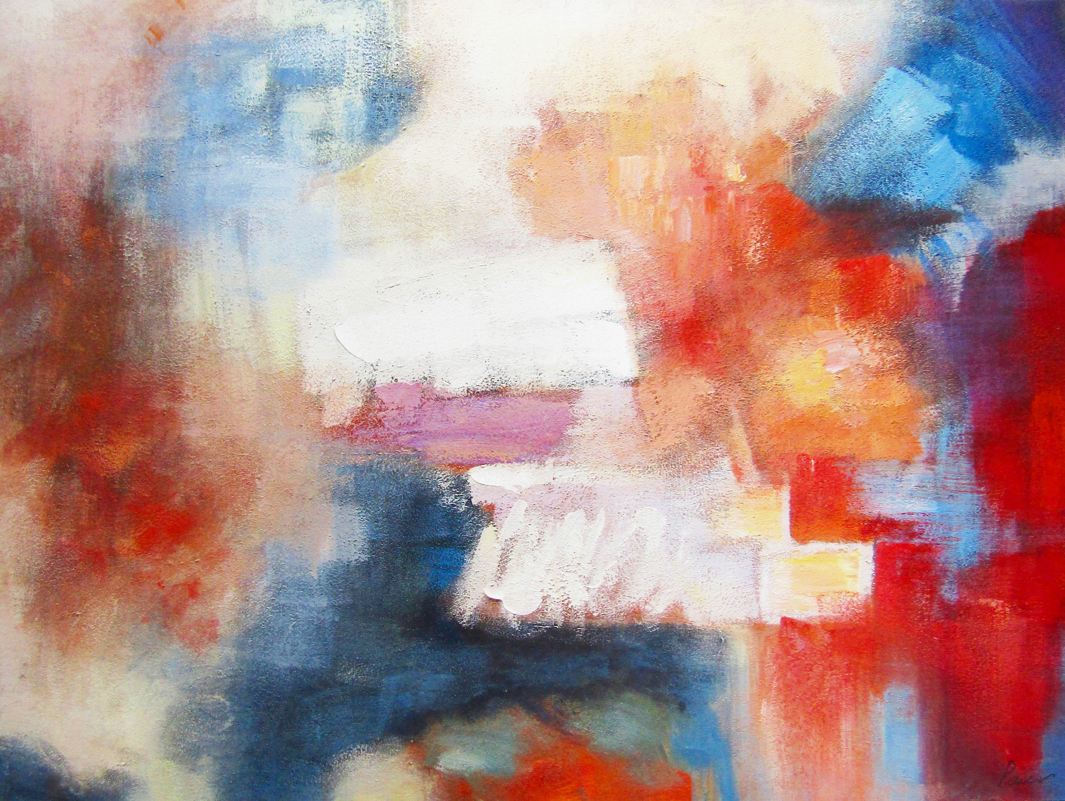 PXFC353 Wall décor art oil on canvas abstract red blue white tones